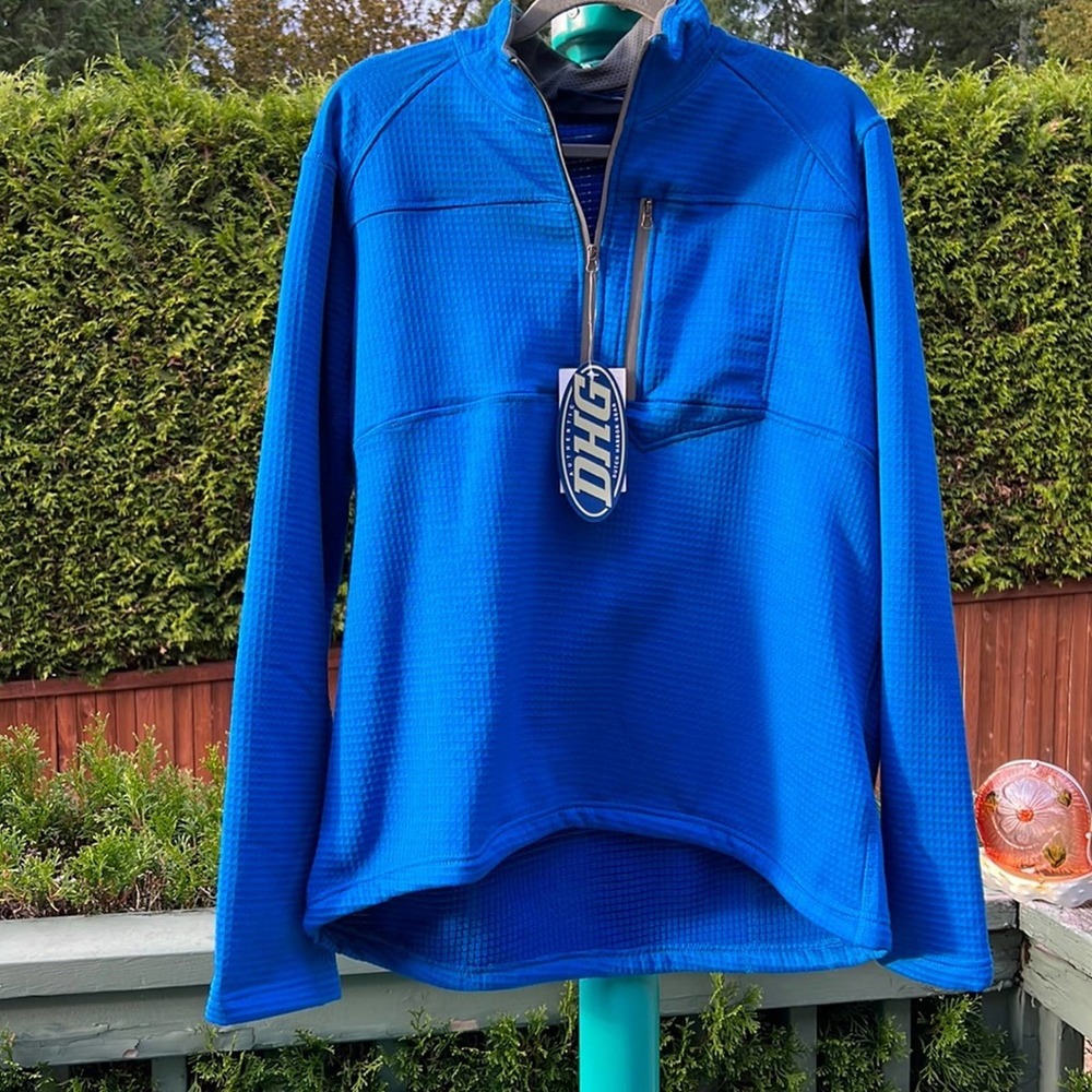 NEW Dutch Harbor Gear Mens sweatshirt 1/2 zip Royal blue XL reflective strips